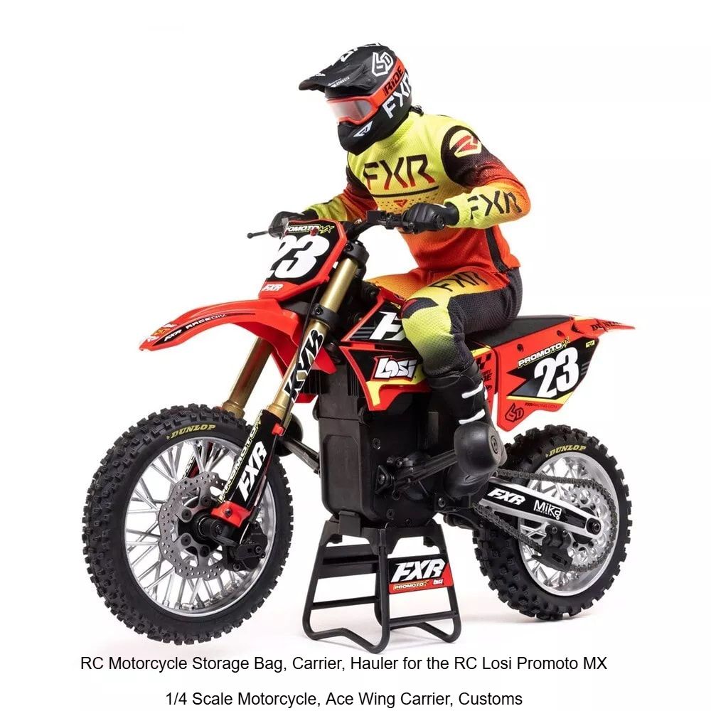 RC Motorcycle Storage for RC Losi Promoto MX, RC Motorcycle Bag, Storage, Carrier, Hauler, Ace Wing Carrier Customs.