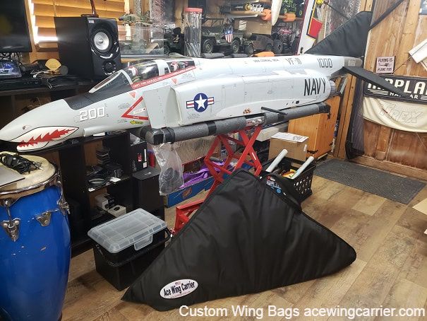 RC Wing Bag, RC Wing Carrier, ​Skymaster F-4 Jet 1:7th Scale Sundowner, by Ace Wing Carrier Customs.