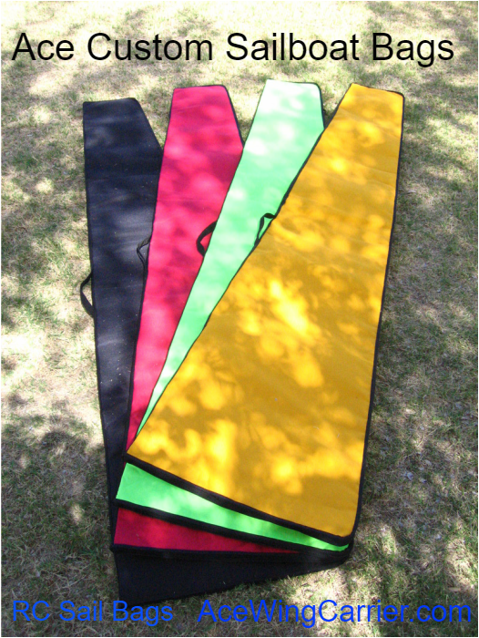 RC Sailboat Rig Bags, RC Sailboat Sail Bags, by Ace Wing Carrier Customs.